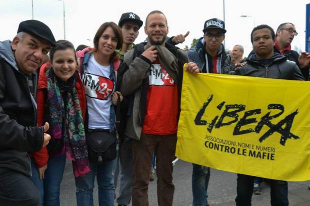 Un gruppo di riminesi al corteo di Libera contro le mafie